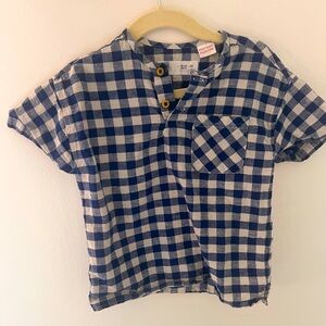 Zara gingham boys short sleeve shirt size 18-24mo